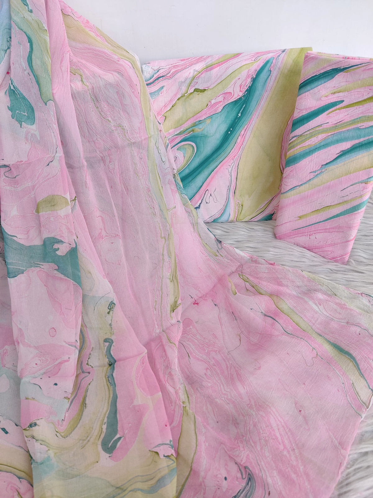 (Marble) cotton suit with chiffon dupatta